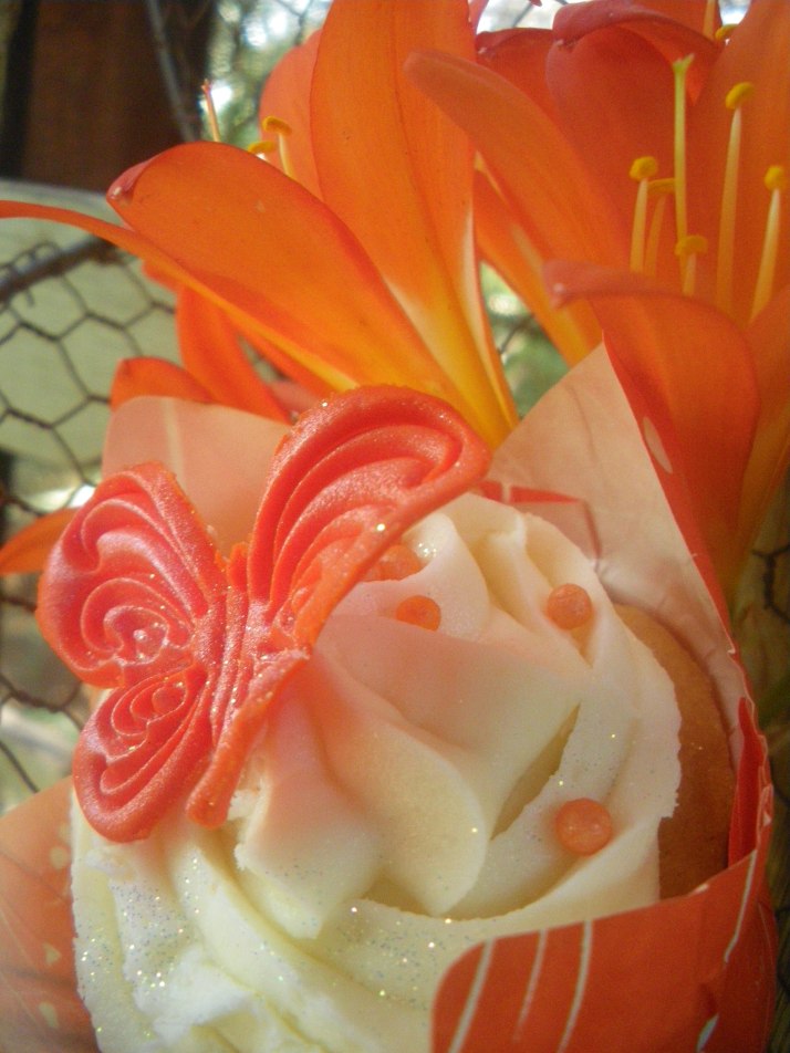 Spring Butterfly Cupcake photographed with Clivias
