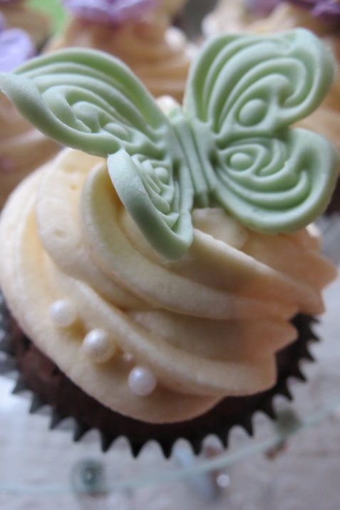 Moss Green Butterfly Cupcake