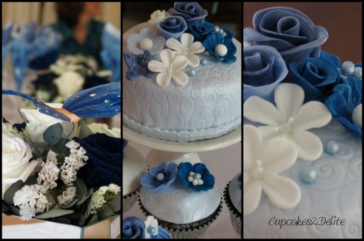 Shades of Blue 50th Cake & Cupcakes