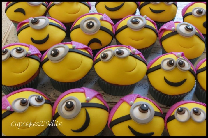Minion Cupcakes in Party Hats