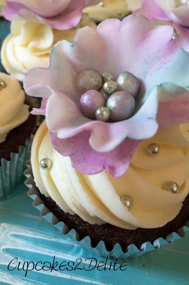 Dragonfly Kissed Flower Cupcakes