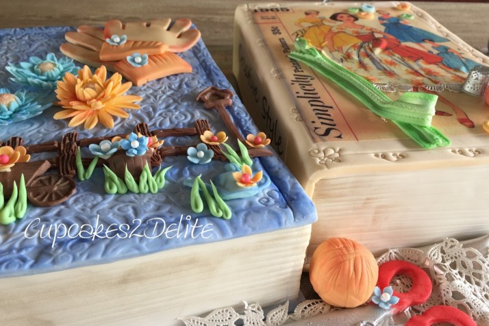 Travelling, Sewing & Gardening Book Cake