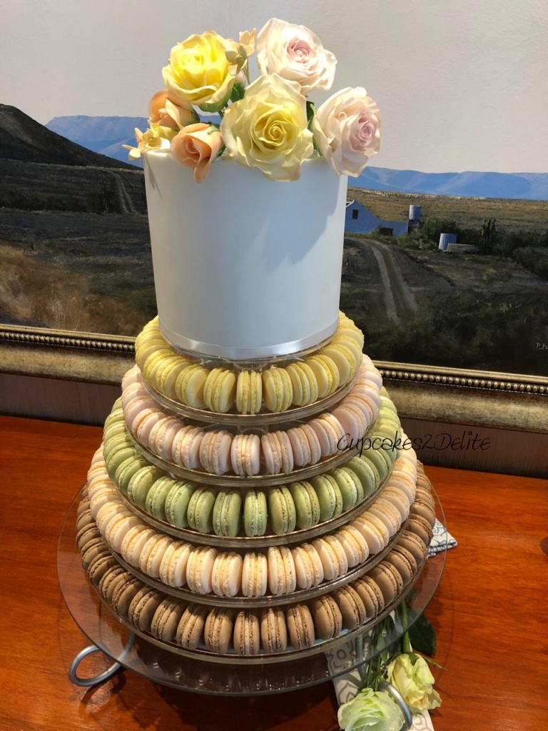 Rose Cake Macaron Tower